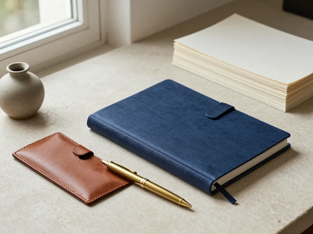 Fournitures de bureau raffinées illustrant la diversité et la rigueur des prestations proposées.
